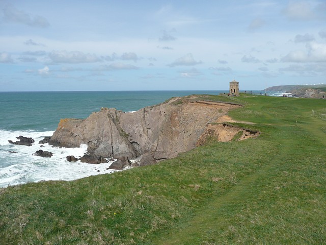 Compass Point and tower on the coast path in Bude