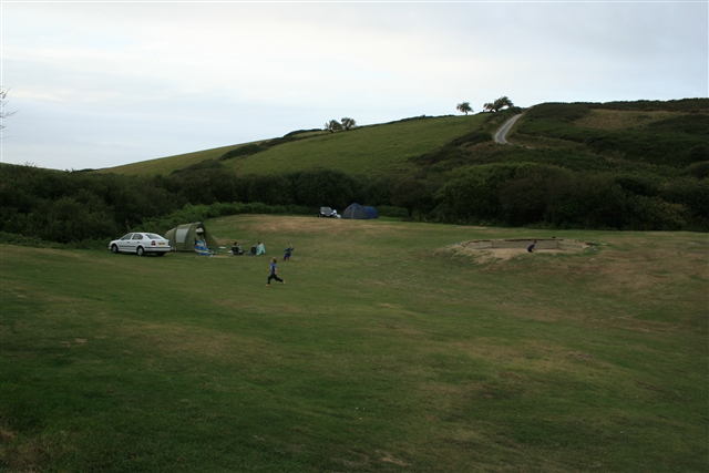 Illustrative campsite scene in Cornwall