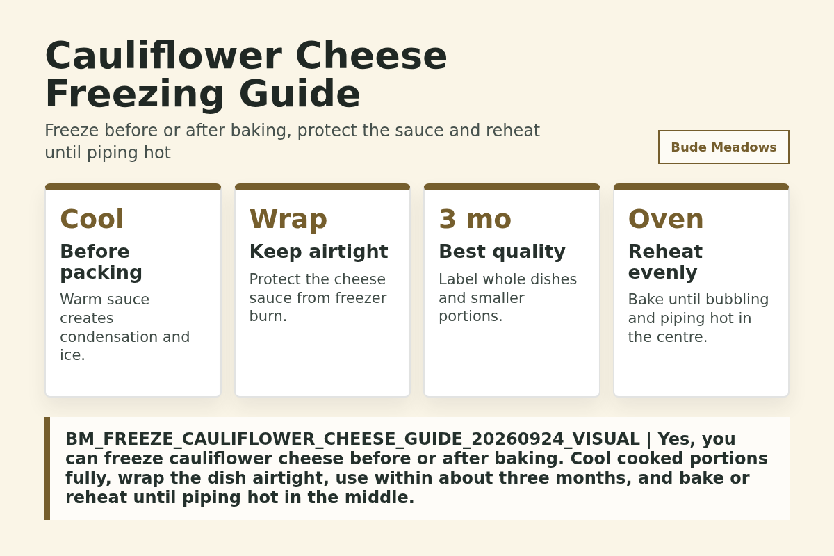 Cauliflower Cheese Freezing Guide